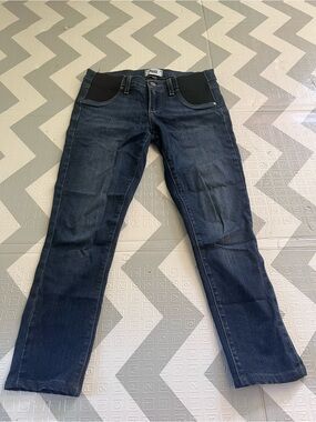 PAIGE Straight-Leg Jeans in Dark Blue with Black Panelsr